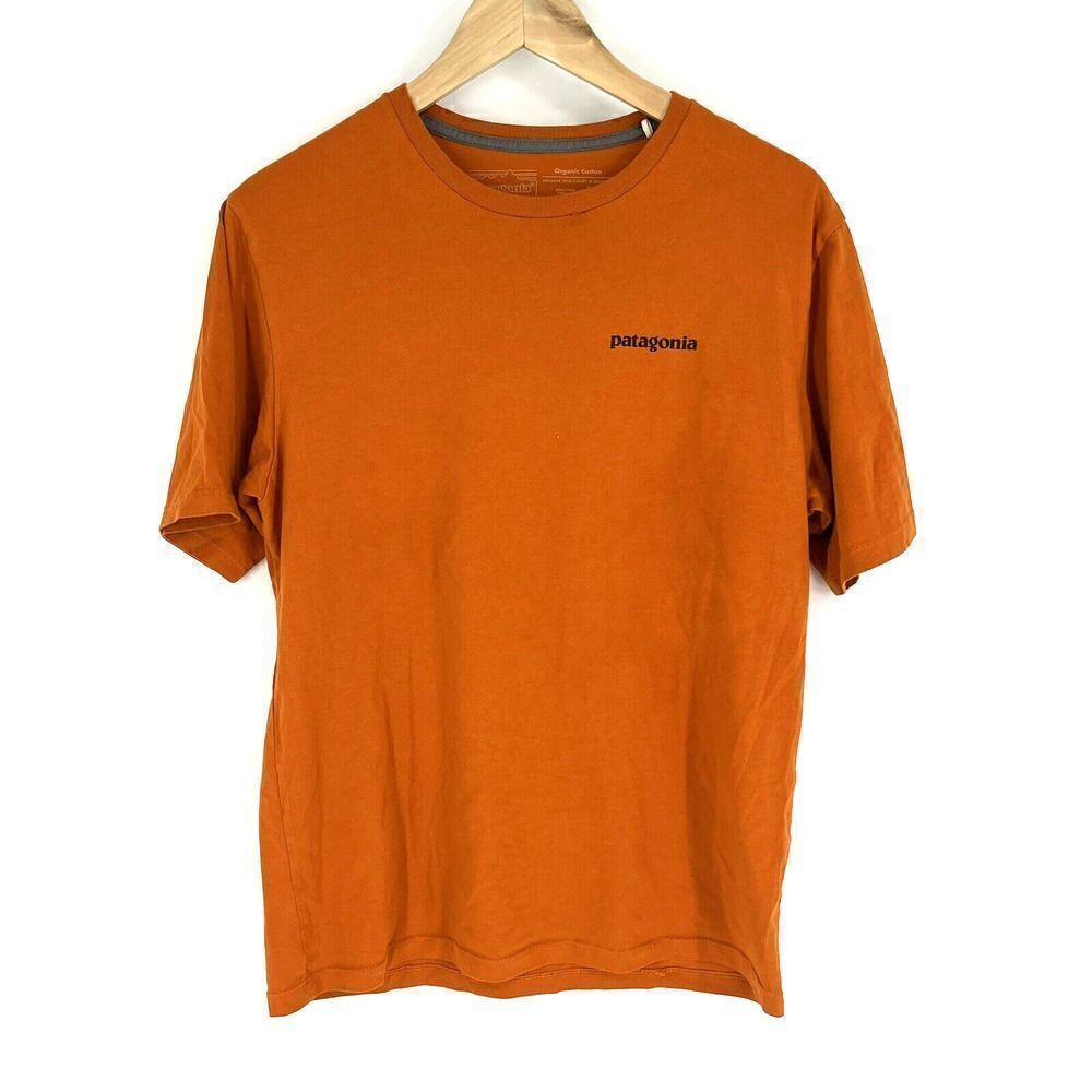 Patagonia T Shirt Size XS Mens Orange P-6 Logo Responsibili-Tee Organic Cotton